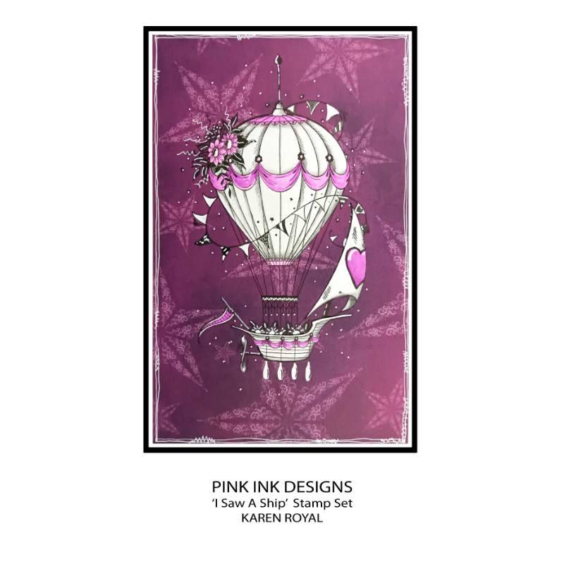 Pink Ink Designs J'ai Vu un Bateau... Set de Tampons Transparents 6" x 8"