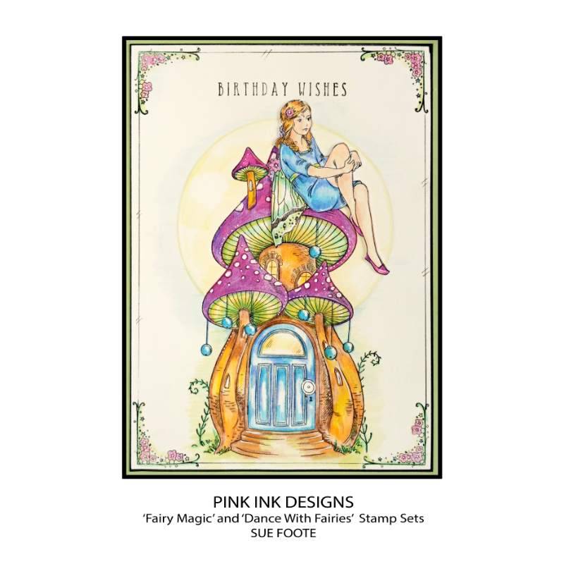 Tampon transparent Pink Ink Designs Dance With Fairies 6 po x 8 po