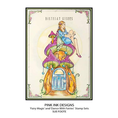 Tampon transparent Pink Ink Designs Dance With Fairies 6 po x 8 po