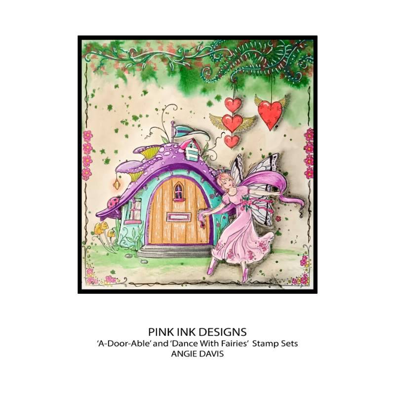 Tampon transparent Pink Ink Designs Dance With Fairies 6 po x 8 po