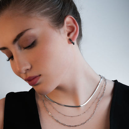 GEILNAR: Collier à triple couche à chaînes mélangées en argent