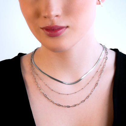 GEILNAR: Collier à triple couche à chaînes mélangées en argent