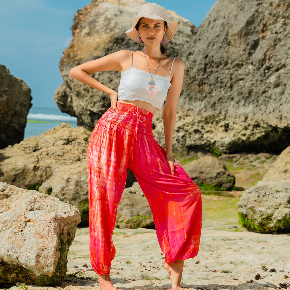 Bone Tie Dye Bali Pants - Pink