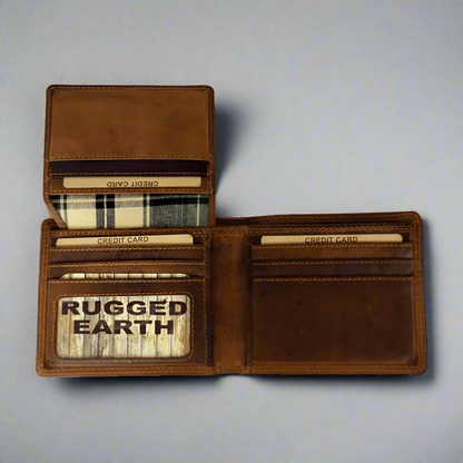 Portefeuille en cuir à deux volets Rugged Earth pour homme