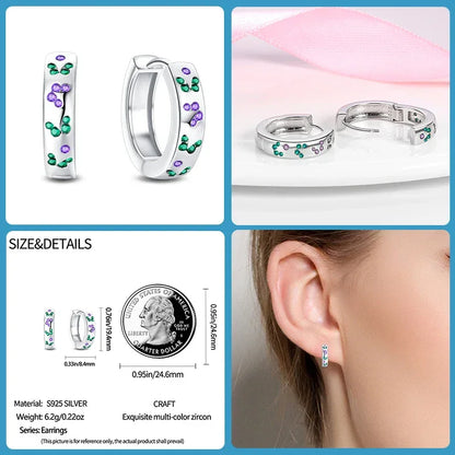 Boucles d'oreilles créoles élégantes en argent sterling et pierres précieuses