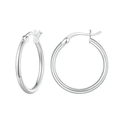 Boucles d'oreilles créoles en argent sterling 925 plaqué or blanc 14 carats | Créoles hypoallergéniques 24 mm