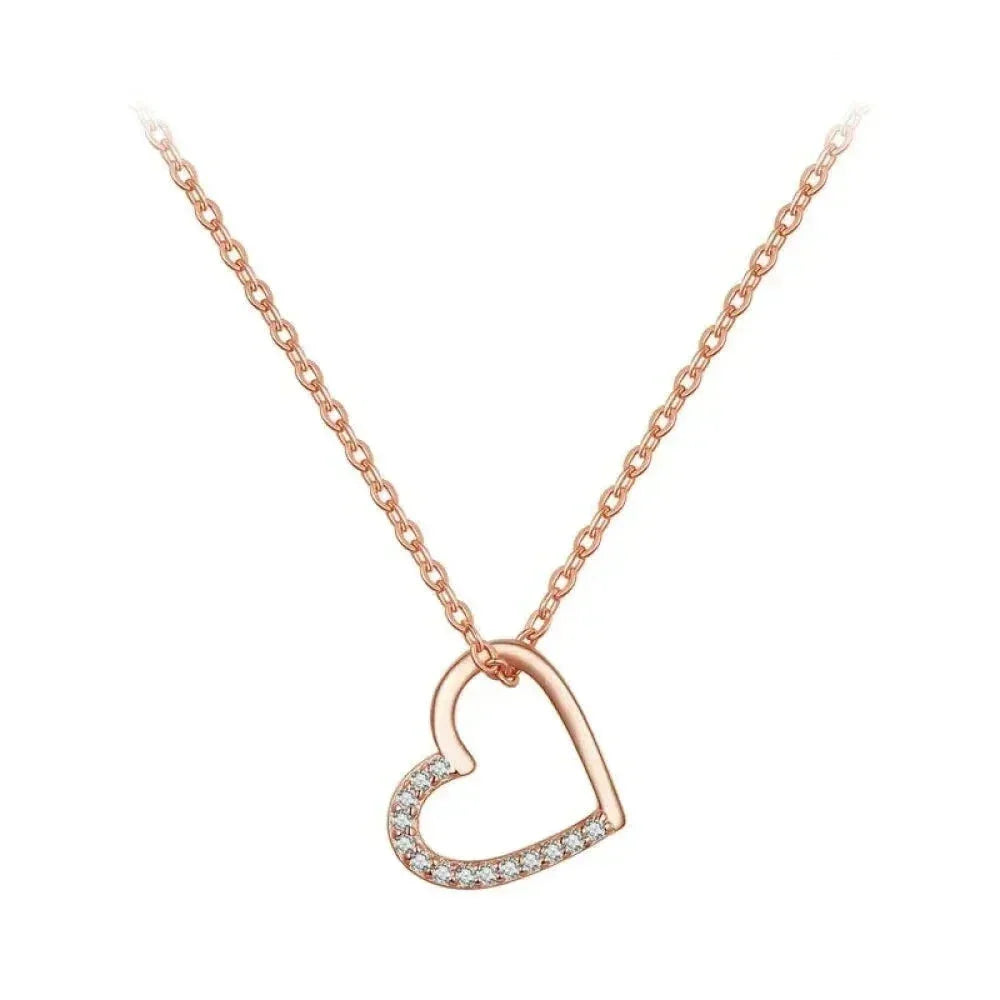 Genuine 925 Sterling Silver The Shape Of Love Chain Necklace For Women - Fine Jewelry 18.11'' Collar
