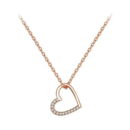 Genuine 925 Sterling Silver The Shape Of Love Chain Necklace For Women - Fine Jewelry 18.11'' Collar