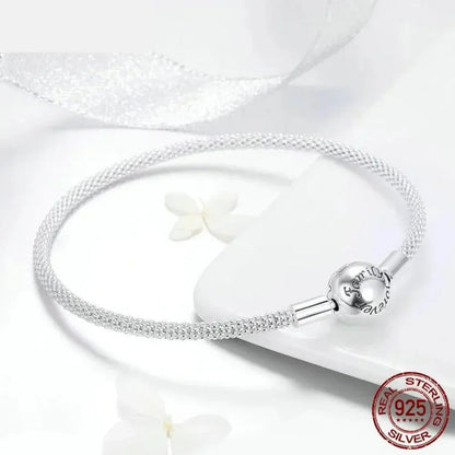 Bracelet de charme en mailles d'argent sterling – Perle « Amour éternel »