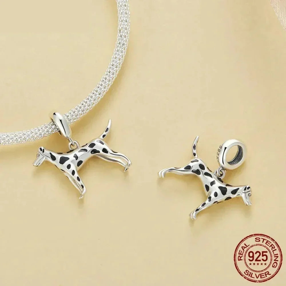 Pendentif Chien Argent Sterling 925 Véritable pour Bracelet - Caniche Teckel