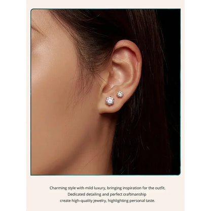 Puces d'oreilles rayonnantes en moissanite | Coupe ronde couleur D, argent 925 plaqué or