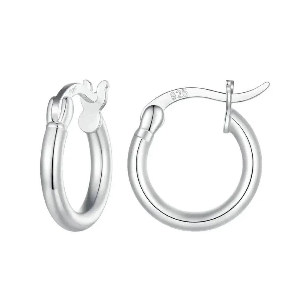 Boucles d'oreilles créoles en argent sterling 925 plaqué or blanc 14 carats | Créoles hypoallergéniques 24 mm