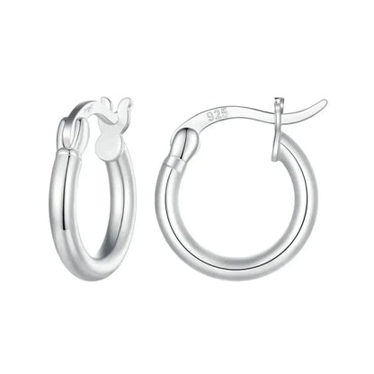 Boucles d'oreilles créoles en argent sterling 925 plaqué or blanc 14 carats | Créoles hypoallergéniques 24 mm