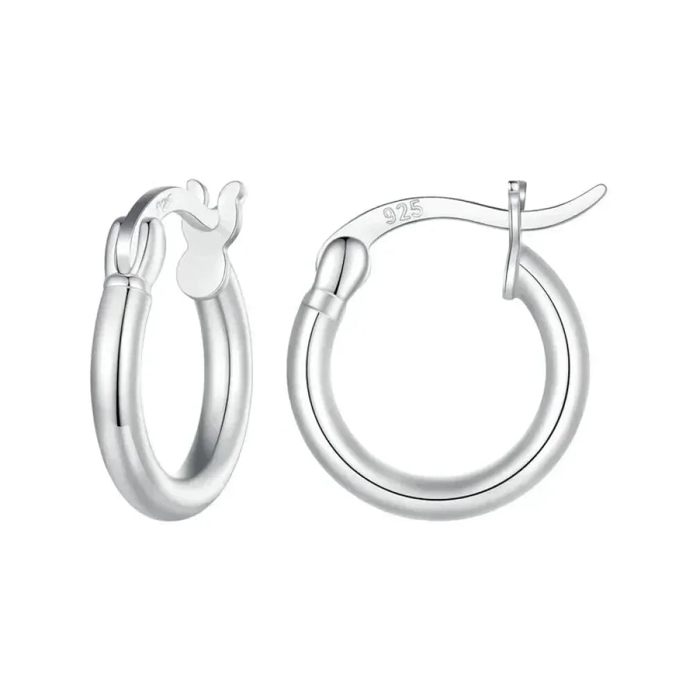 Boucles d'oreilles créoles en argent sterling 925 plaqué or blanc 14 carats | Créoles hypoallergéniques 24 mm