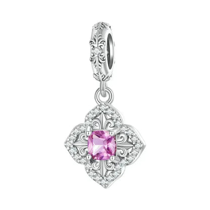 Breloque cœur à faire soi-même en argent sterling 925 avec zircon rose - Bsc777