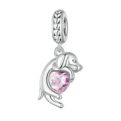 Pendentif Chien Argent Sterling 925 Véritable pour Bracelet - Caniche Teckel