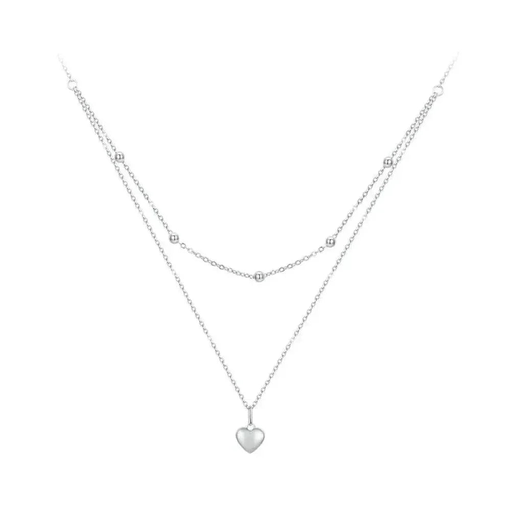 Collier ras de cou avec pendentif double cœur en argent sterling 925