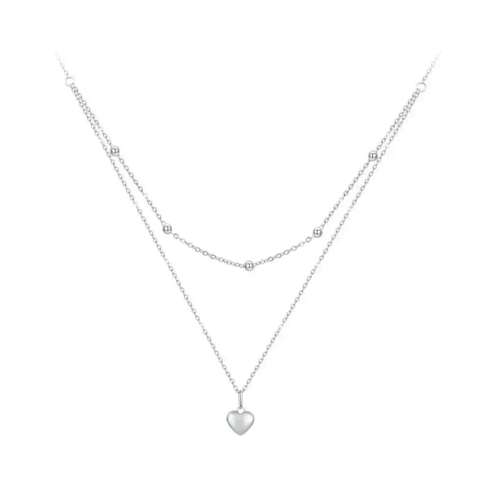Collier ras de cou avec pendentif double cœur en argent sterling 925
