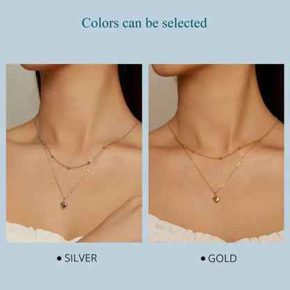 Collier ras de cou avec pendentif double cœur en argent sterling 925