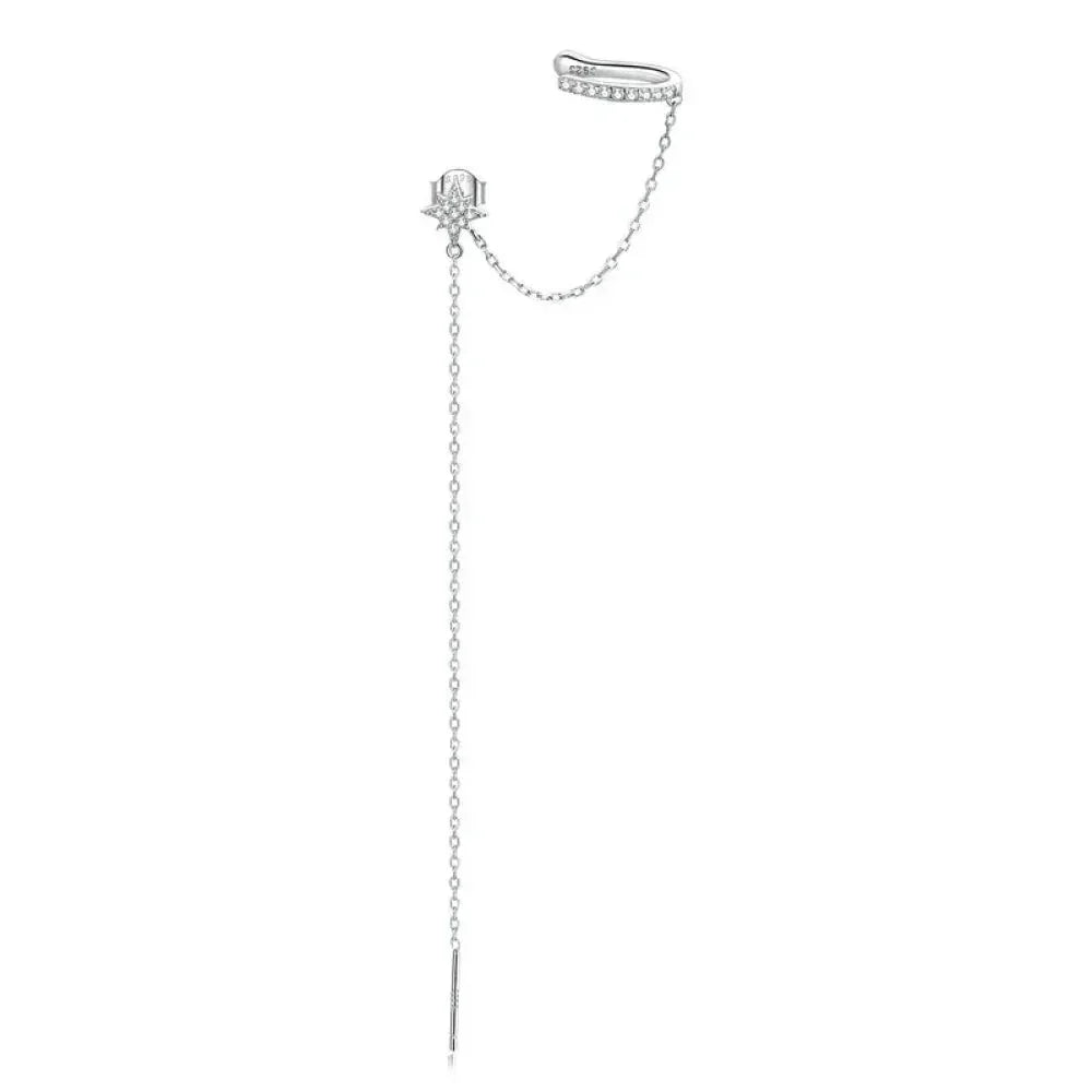 Manchette d'oreille en argent sterling 925 - Boucles d'oreilles clip élégantes couleur or pour femmes