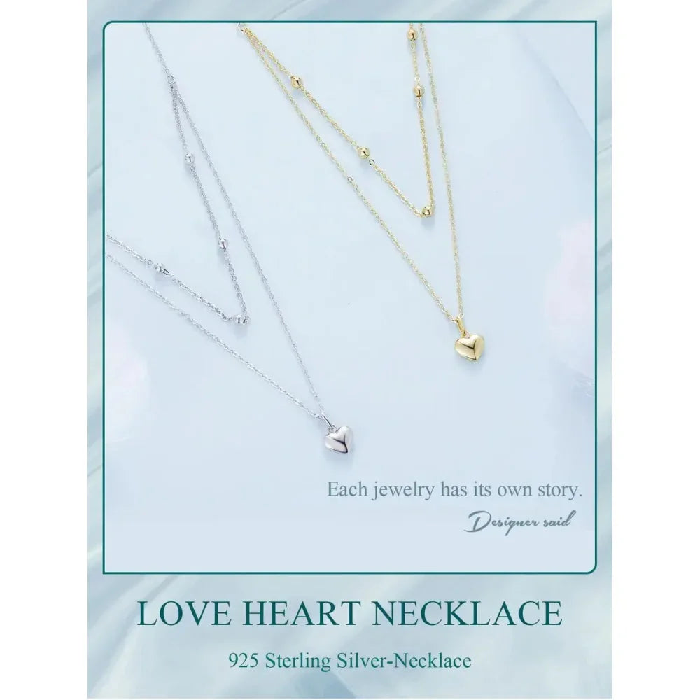 Collier ras de cou avec pendentif double cœur en argent sterling 925