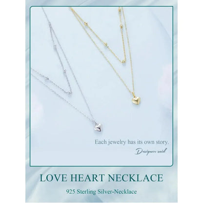 Collier ras de cou avec pendentif double cœur en argent sterling 925