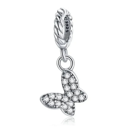 925 Sterling Silver Clear 5A Crystal Collection Family Heart X-Shape Charm Beads for Charm Bracelet & Necklace Pendant