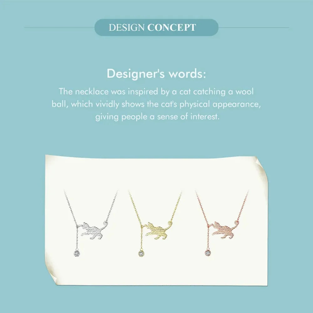 Magnifique collier chat en argent sterling 925 | Élégant pendentif ras-du-cou Scn232 en 3 couleurs