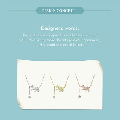 Magnifique collier chat en argent sterling 925 | Élégant pendentif ras-du-cou Scn232 en 3 couleurs