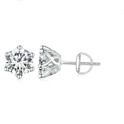 Puces d'oreilles rayonnantes en moissanite | Coupe ronde couleur D, argent 925 plaqué or