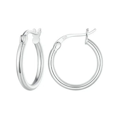 Boucles d'oreilles créoles en argent sterling 925 plaqué or blanc 14 carats | Créoles hypoallergéniques 24 mm