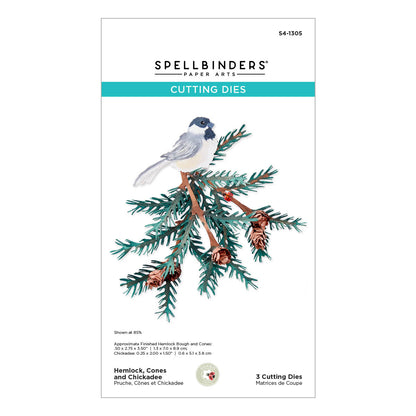 Matrices de découpe Sapin, cônes et mésange de la collection Snow Garden par Susan Tierney-Cockburn