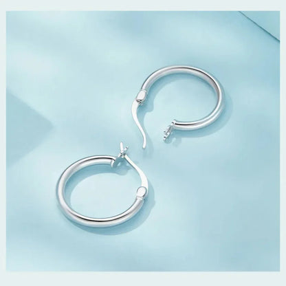 Boucles d'oreilles créoles en argent sterling 925 plaqué or blanc 14 carats | Créoles hypoallergéniques 24 mm