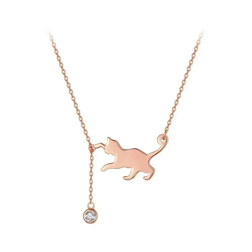 Magnifique collier chat en argent sterling 925 | Élégant pendentif ras-du-cou Scn232 en 3 couleurs