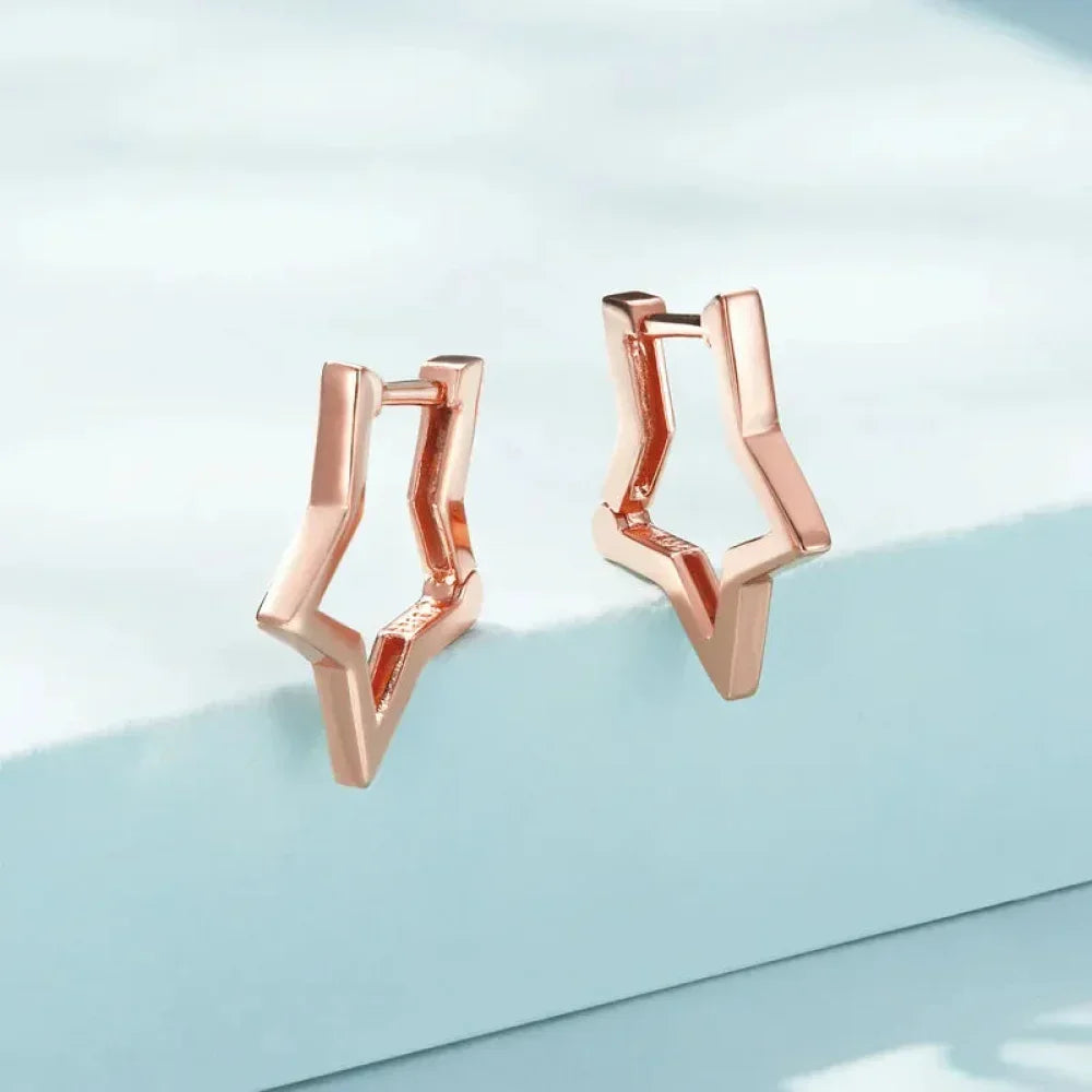 Boucles d'oreilles étoiles en argent sterling 925 - Boucles d'oreoreilles minimalistes en forme d'étoile pour femme - Bijoux de mode SCE1136