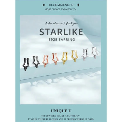 Boucles d'oreilles étoiles en argent sterling 925 - Boucles d'oreoreilles minimalistes en forme d'étoile pour femme - Bijoux de mode SCE1136