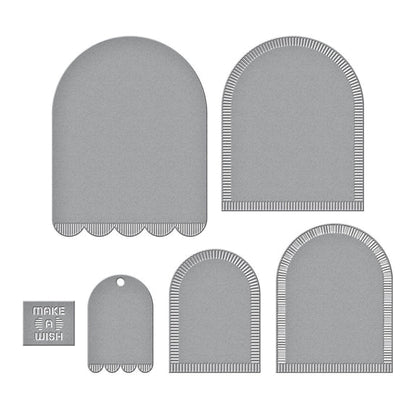 Matrices de découpe étamées « Make a Wish Arch Labels » de la collection Monster Birthday