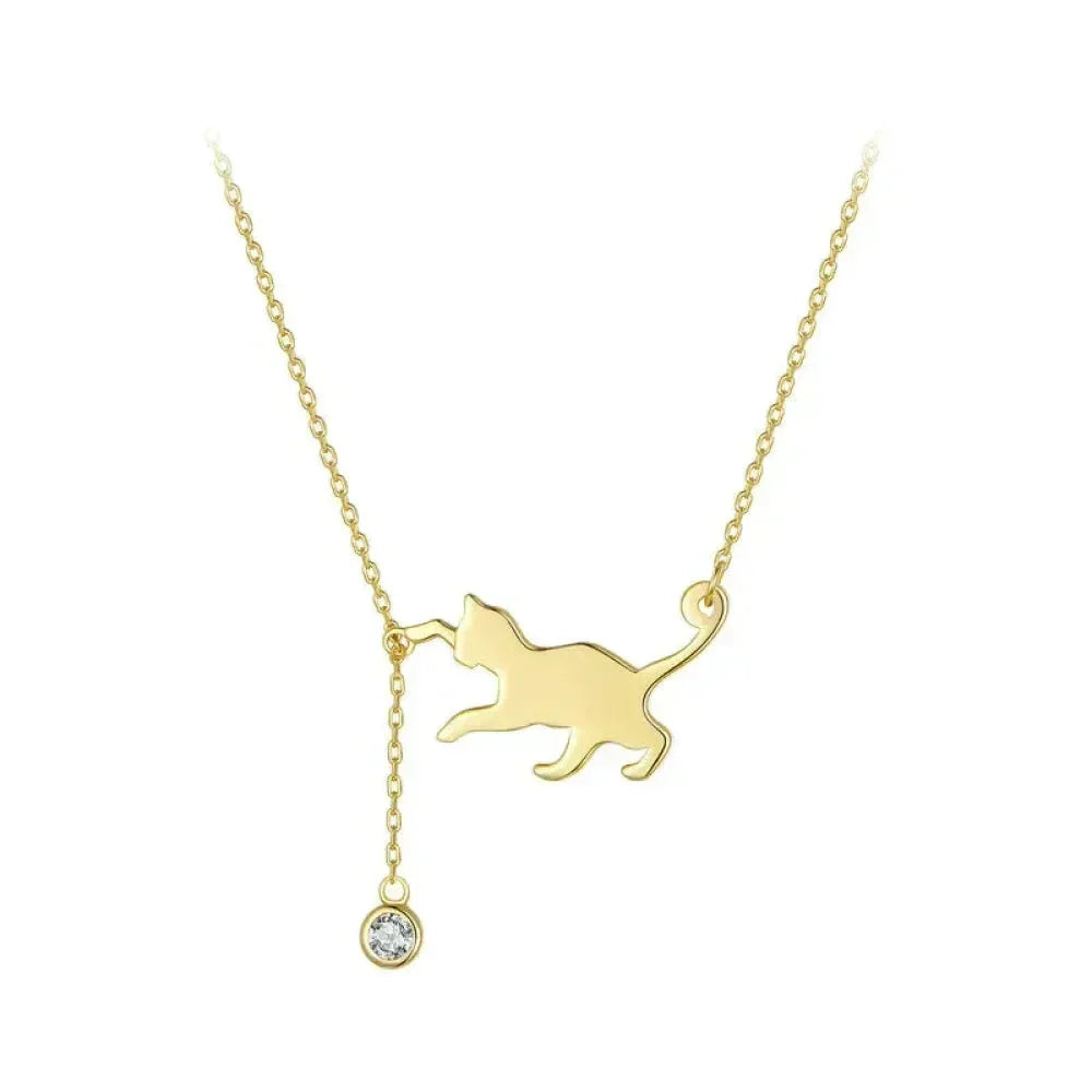 Magnifique collier chat en argent sterling 925 | Élégant pendentif ras-du-cou Scn232 en 3 couleurs