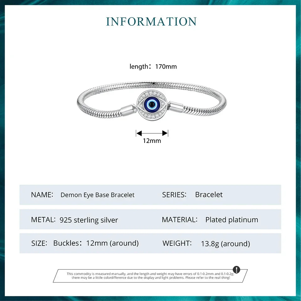 Bracelet Porte-Bonheur Œil Grec en Argent Sterling avec Zircon Cubique – Chaîne Serpent
