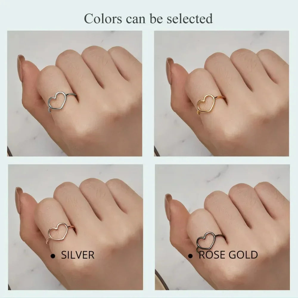 925 Sterling Silver Minimal Heart Band Ring