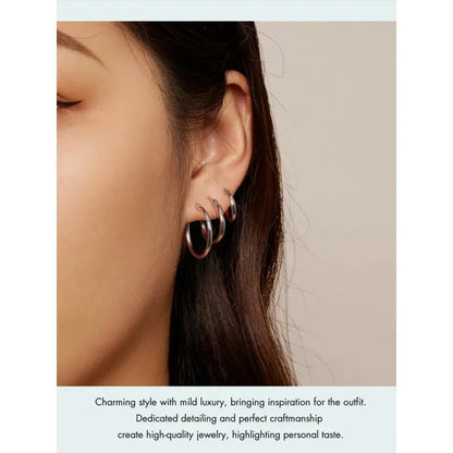 Boucles d'oreilles créoles en argent sterling 925 plaqué or blanc 14 carats | Créoles hypoallergéniques 24 mm
