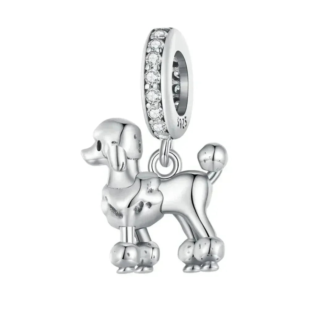 Pendentif Chien Argent Sterling 925 Véritable pour Bracelet - Caniche Teckel