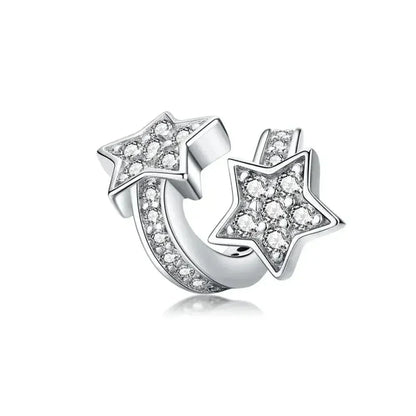 925 Sterling Silver Clear 5A Crystal Collection Family Heart X-Shape Charm Beads for Charm Bracelet & Necklace Pendant