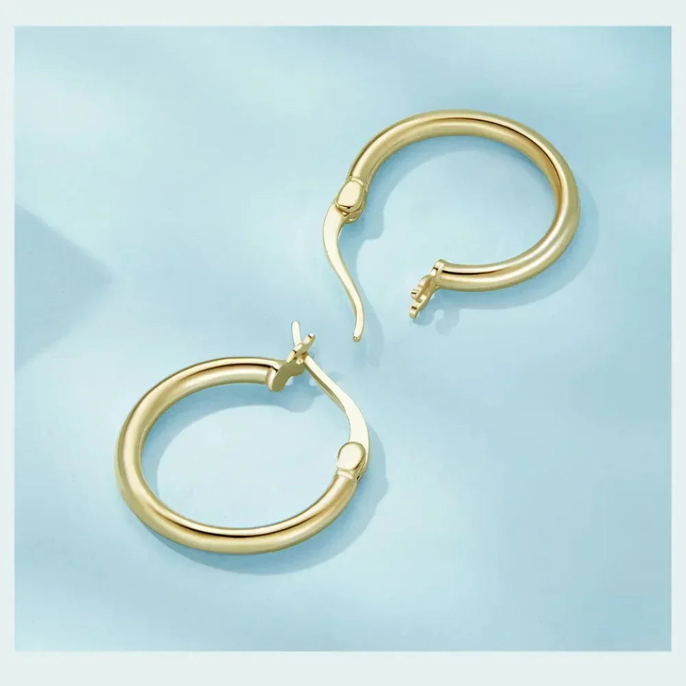 Boucles d'oreilles créoles en argent sterling 925 plaqué or blanc 14 carats | Créoles hypoallergéniques 24 mm