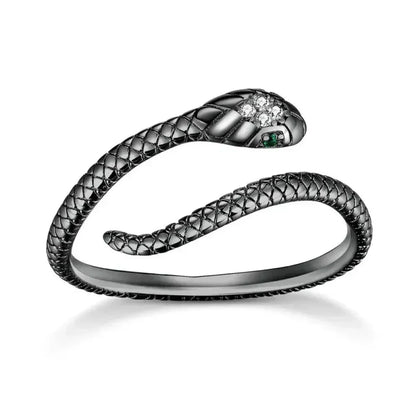 Bague Serpent Réglable en Argent Sterling 925 avec Zircon Vert - Bijou Fantaisie Disponible en 4 Couleurs
