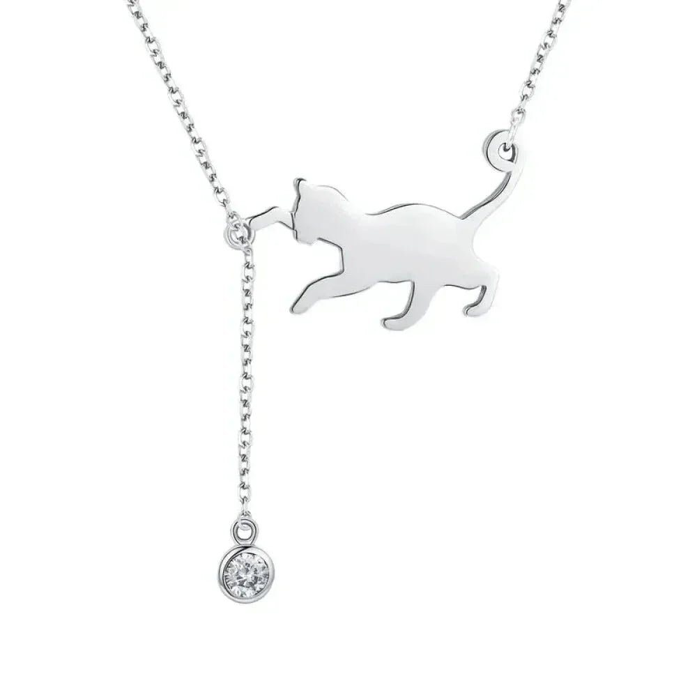 Magnifique collier chat en argent sterling 925 | Élégant pendentif ras-du-cou Scn232 en 3 couleurs