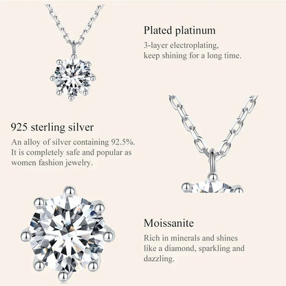 Collier pendentif éblouissant en argent sterling avec moissanite de 0,8 carat