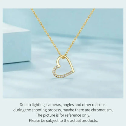Genuine 925 Sterling Silver The Shape Of Love Chain Necklace For Women - Fine Jewelry 18.11'' Collar