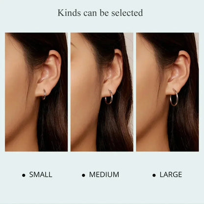 Boucles d'oreilles créoles en argent sterling 925 plaqué or blanc 14 carats | Créoles hypoallergéniques 24 mm