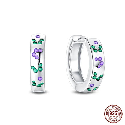 Boucles d'oreilles créoles élégantes en argent sterling et pierres précieuses